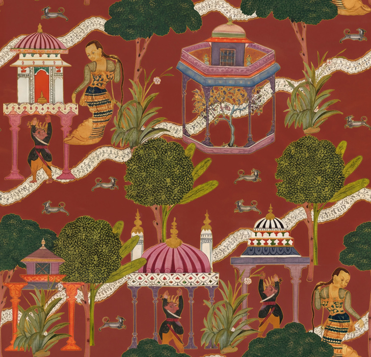 Virelle Haven Architectural Wallpaper — Garnet