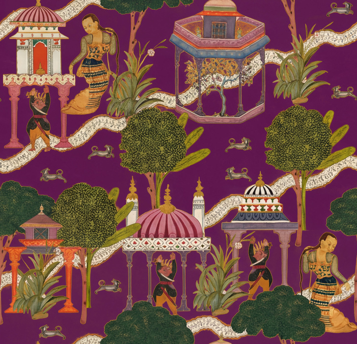 Virelle Haven Architectural Wallpaper — Plum