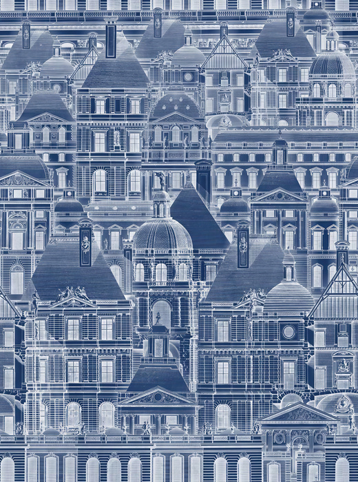 Avelune Solace Architectural Wallpaper — Indigo