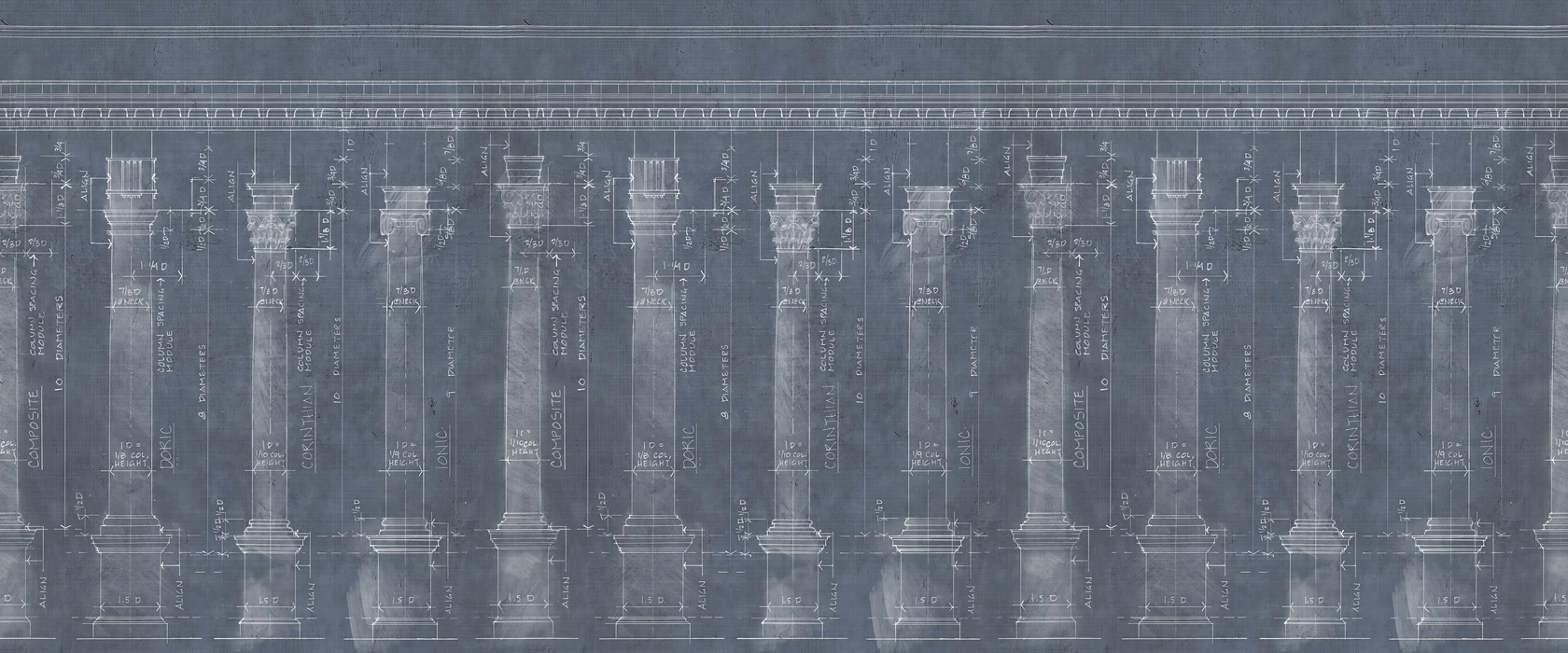 Avelune Chronicle Architectural Wallpaper — Slate Blue