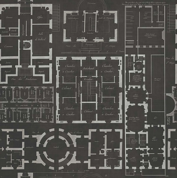 Avelune Gleam Architectural Wallpaper — Charcoal