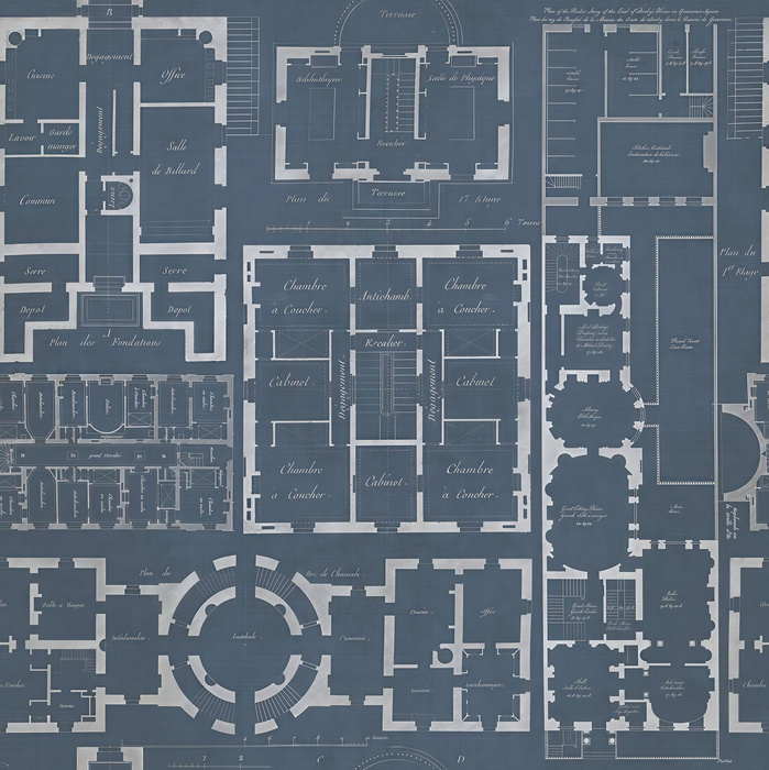 Avelune Gleam Architectural Wallpaper — Denim Blue