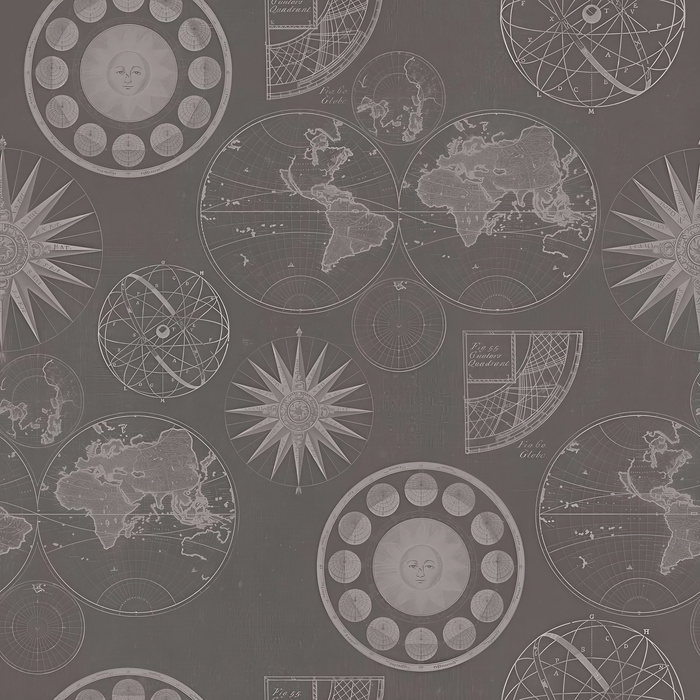 Bellora Reverie Cartographic Wallpaper — Smoky Gray