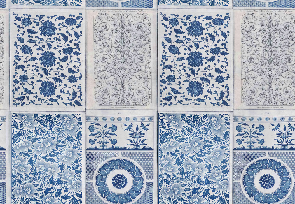 Bellora Vista Floral Wallpaper — Delft Blue