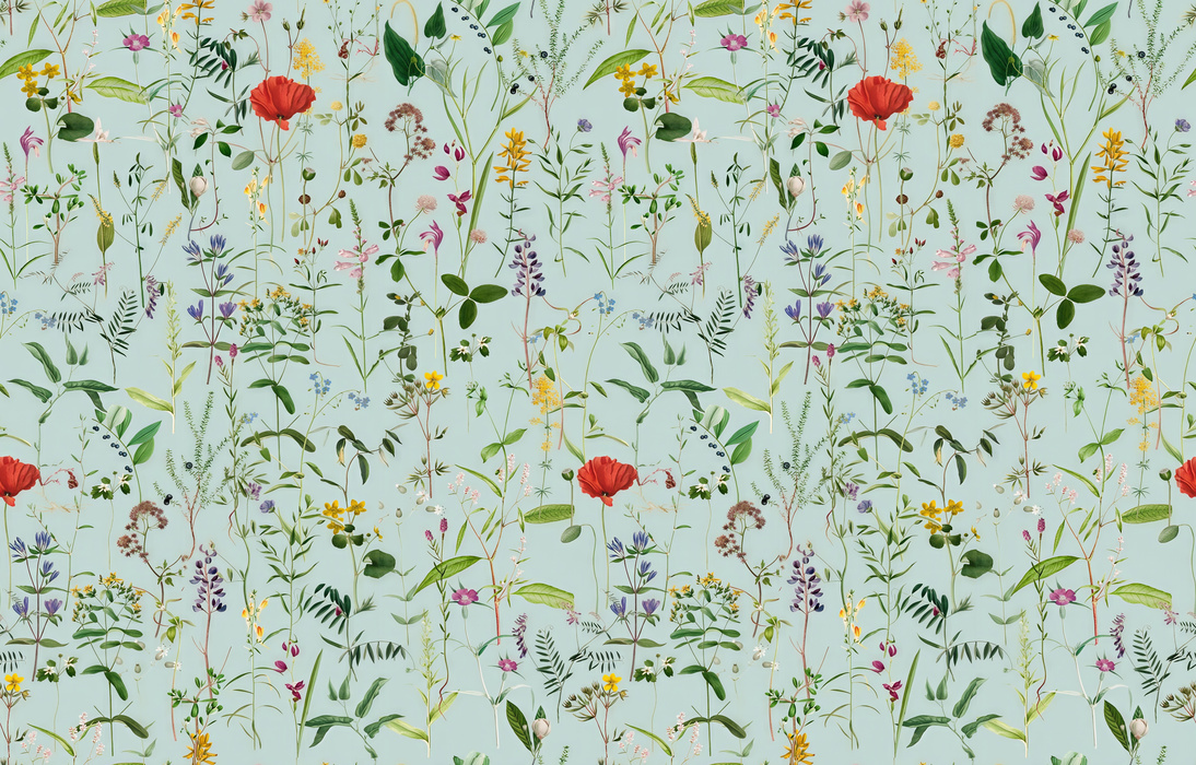 Dovewick Chronicle Dark Floral Wallpaper — Mist Blue