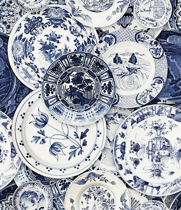 Dovewick Enclave Illustrative Wallpaper — Porcelain Blue