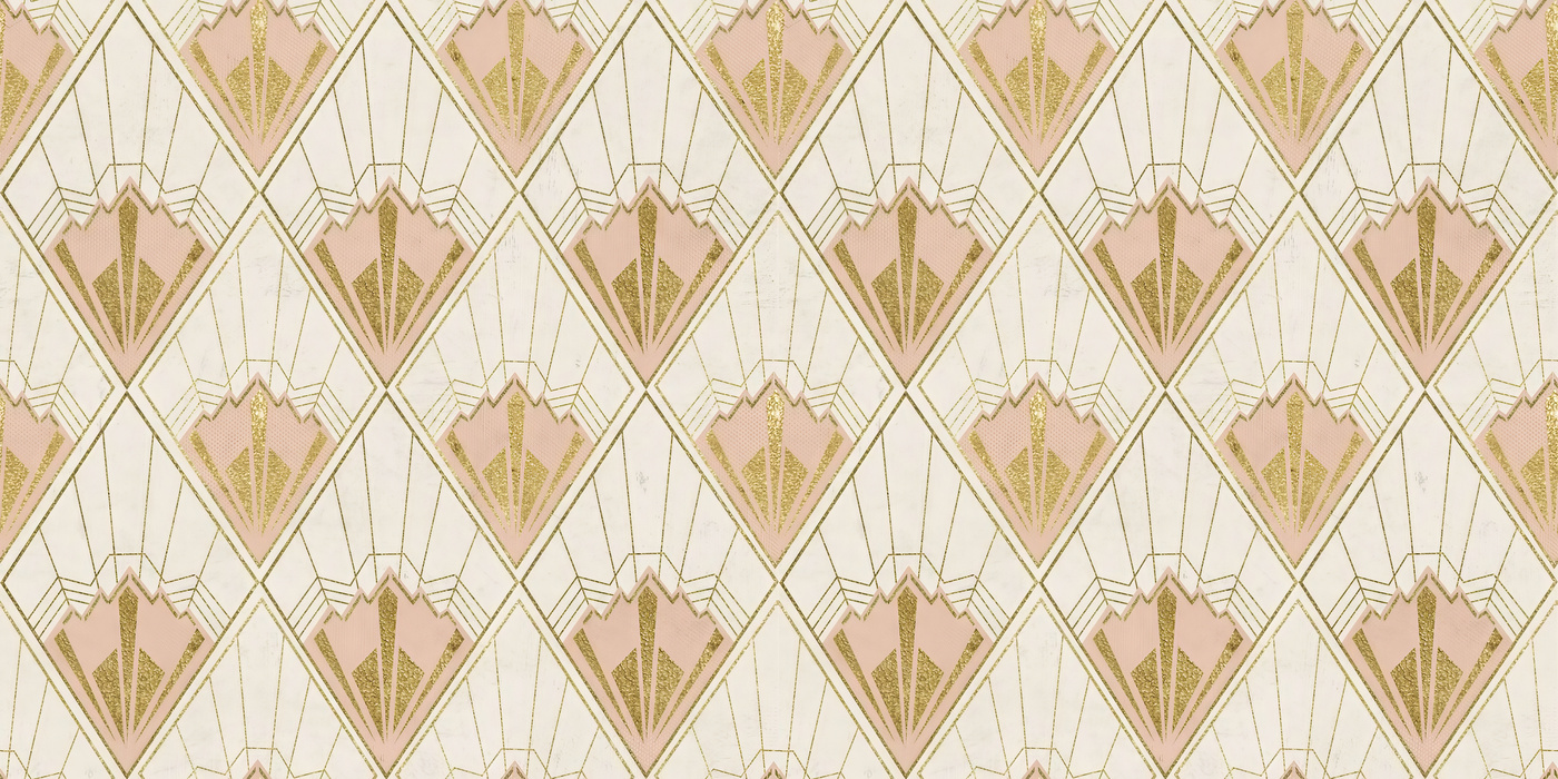 Elowen Gleam Art Deco Wallpaper — Champagne