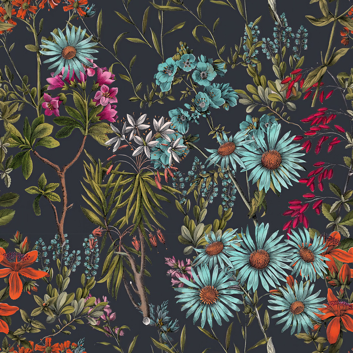 Fenwick Verse Floral Wallpaper — Midnight Garden