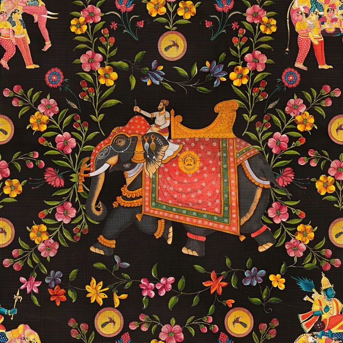 Gildmere Echo Folk Art Wallpaper — Onyx