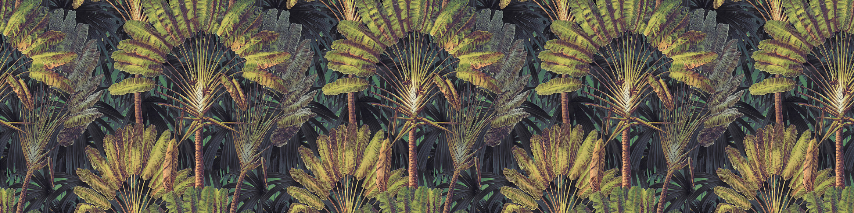 Halewood Vista Tropical Wallpaper — Midnight Blue