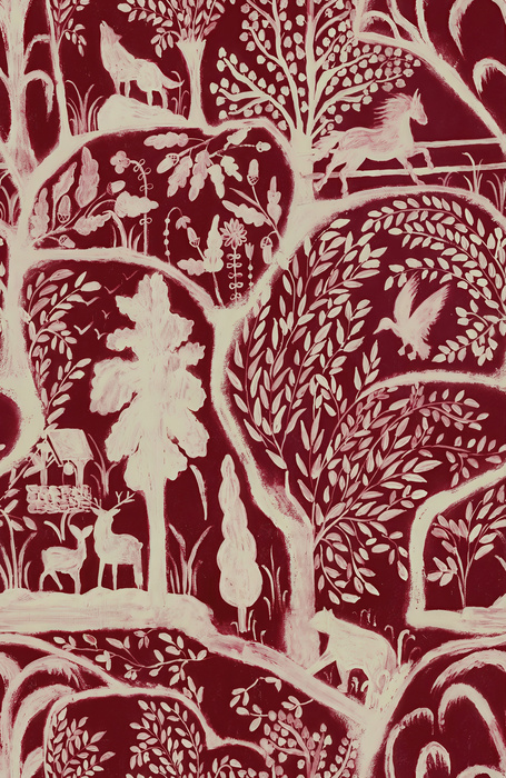 Halewood Solace Woodland Wallpaper — Burgundy
