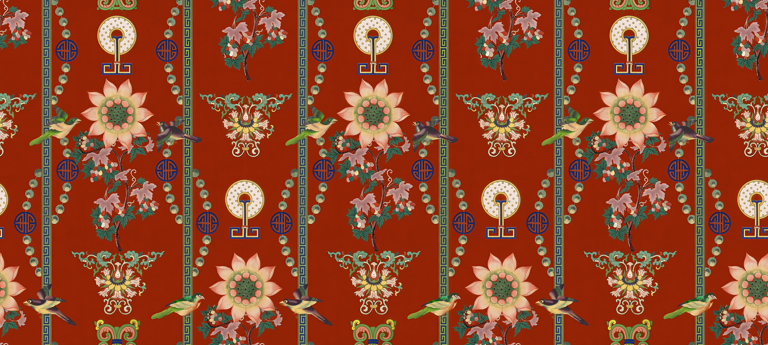 Iverley Cadence Ornamental Wallpaper — Rust Red