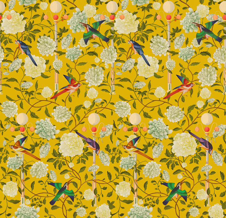 Iverley Haven Floral Wallpaper — Golden Yellow