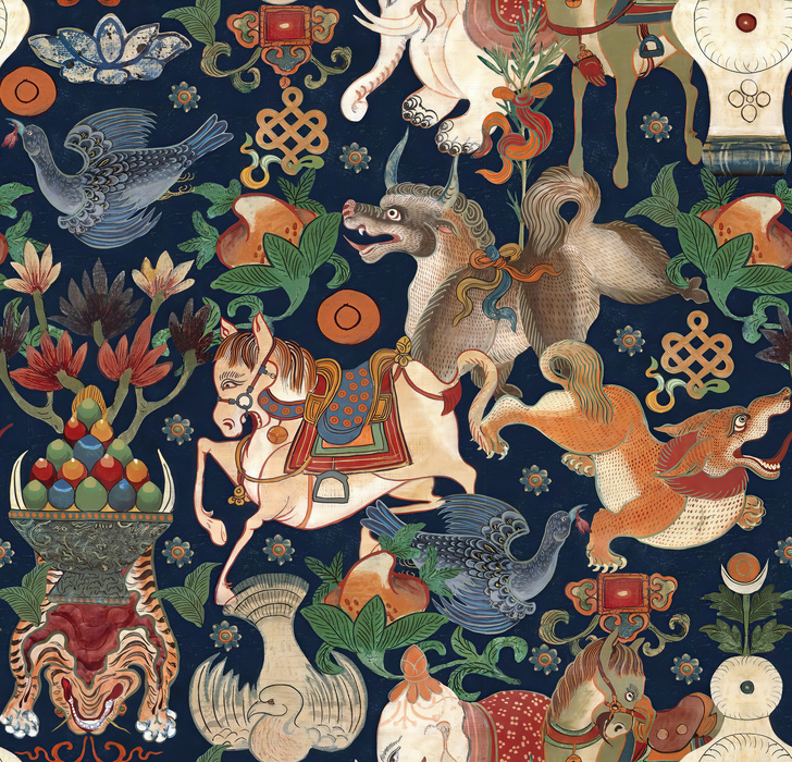 Iverley Enclave Floral Wallpaper — Midnight Blue