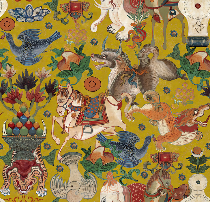 Iverley Enclave Floral Wallpaper — Ochre