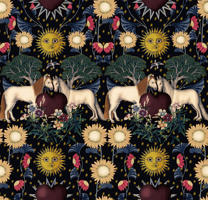 Iverley Muse Floral Wallpaper — Midnight Garden