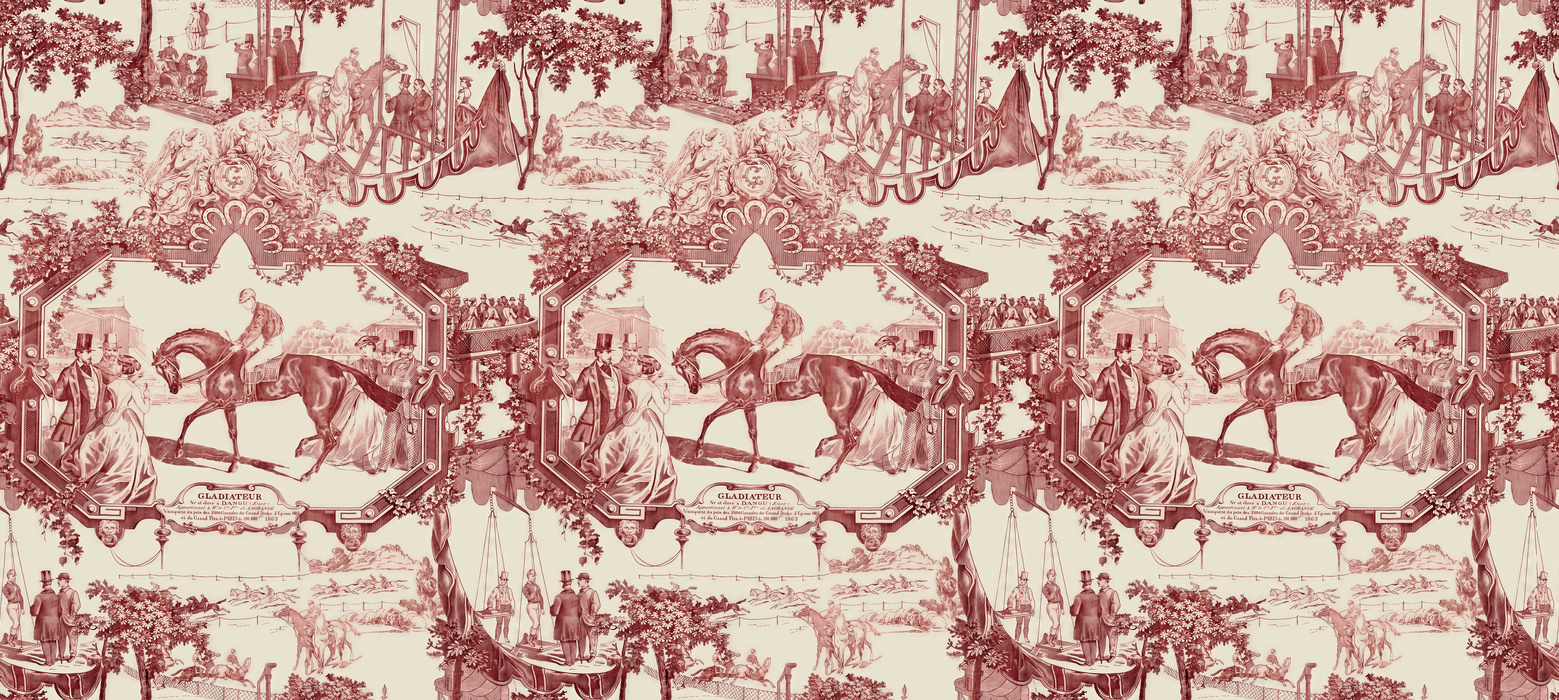 Junora Vista Equestrian Wallpaper — Burgundy