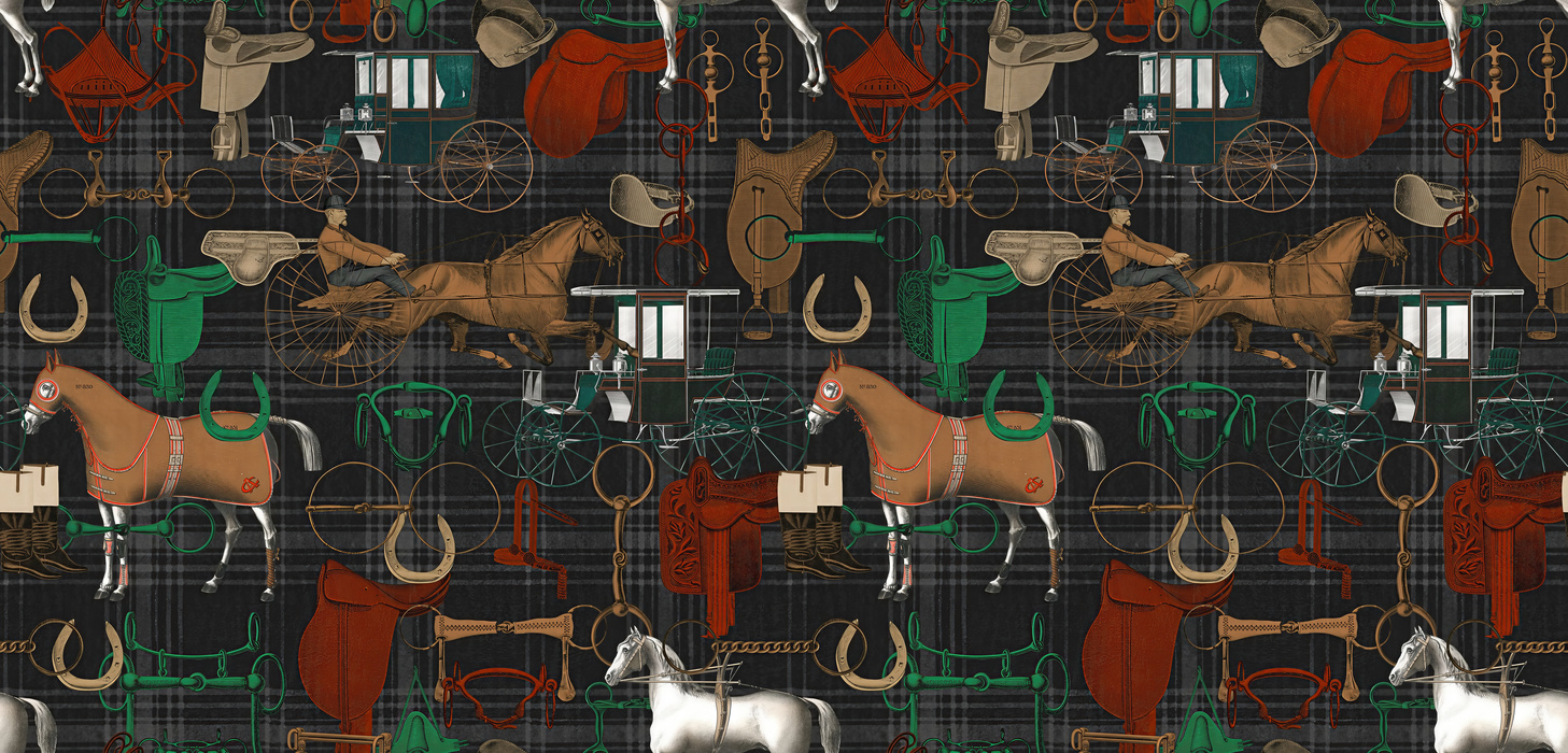 Junora Whim Equestrian Wallpaper — Charcoal