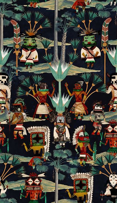 Junora Echo Folk Art Wallpaper — Midnight