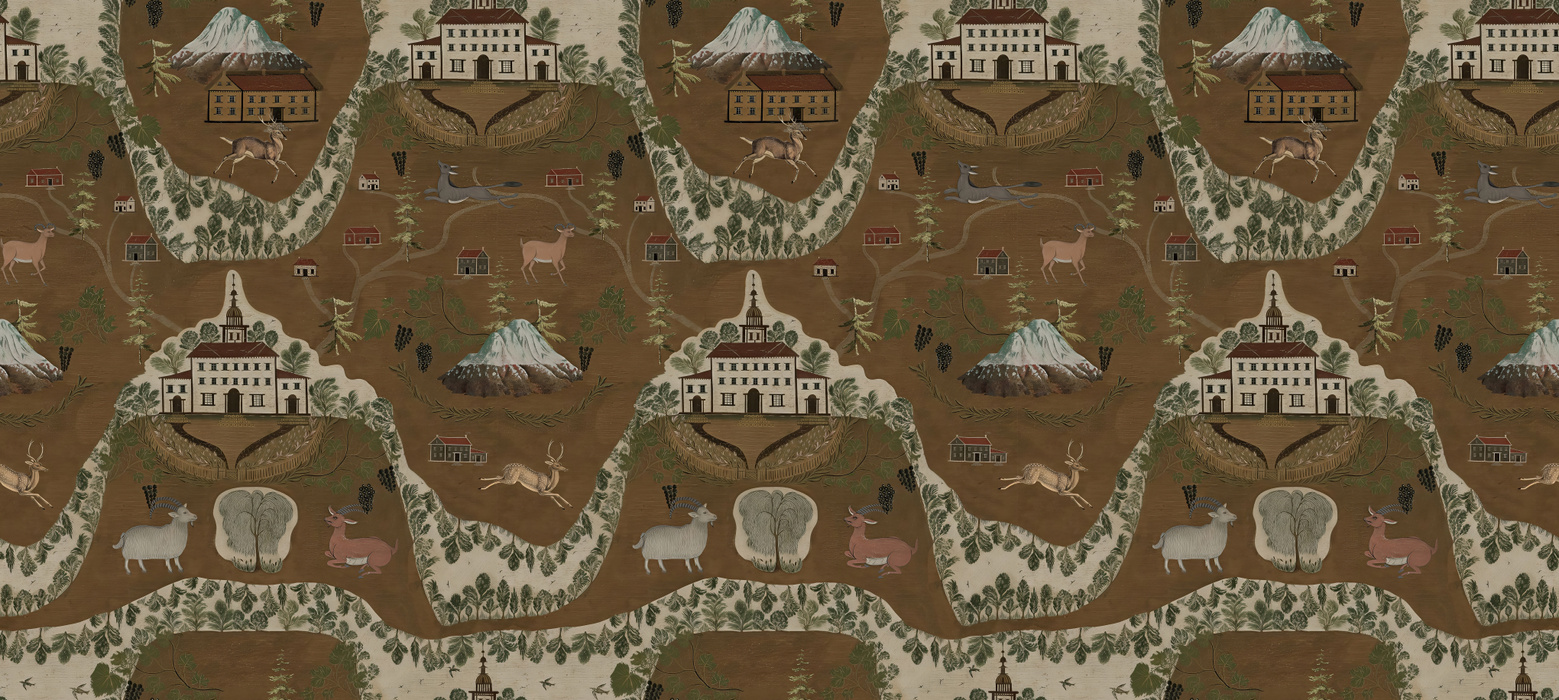 Junora Enclave Folk Art Wallpaper — Mocha