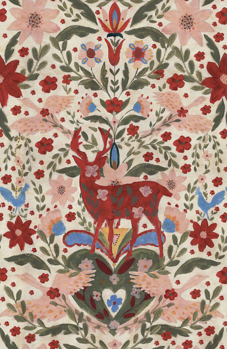 Kestrel Reverie Ornamental Wallpaper — Ivory Coral