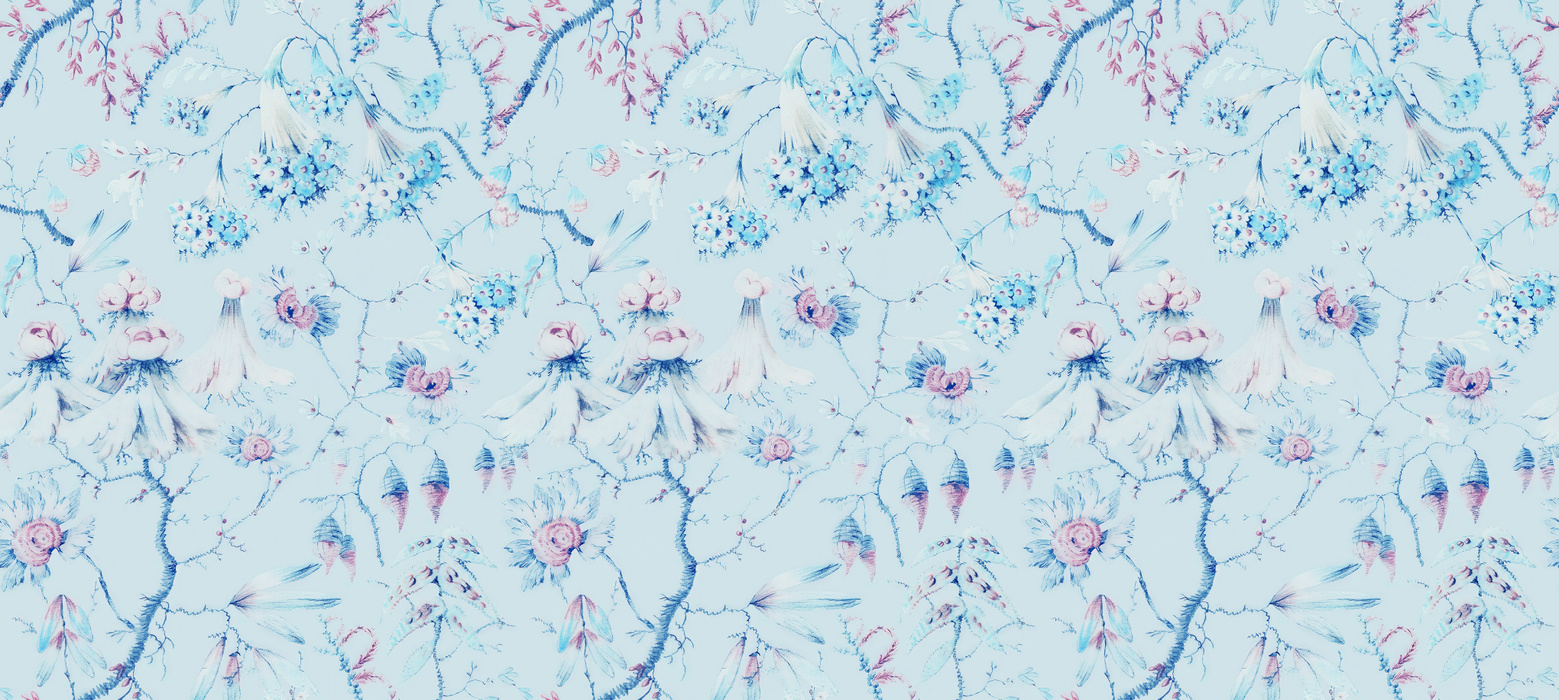 Kestrel Cadence Ornamental Wallpaper — Powder Blue