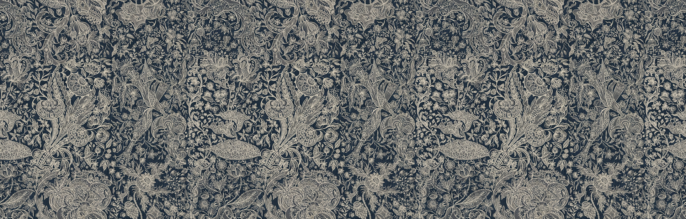 Kestrel Haven Ornamental Wallpaper — Midnight Blue