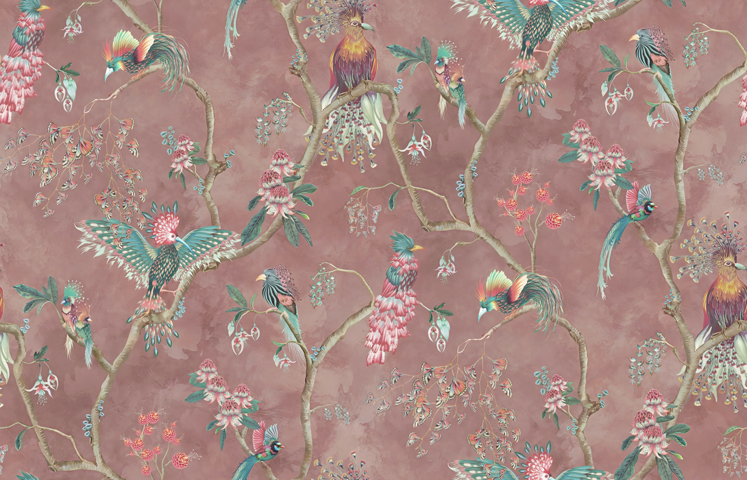 Kestrel Drift Floral Wallpaper — Dusty Rose
