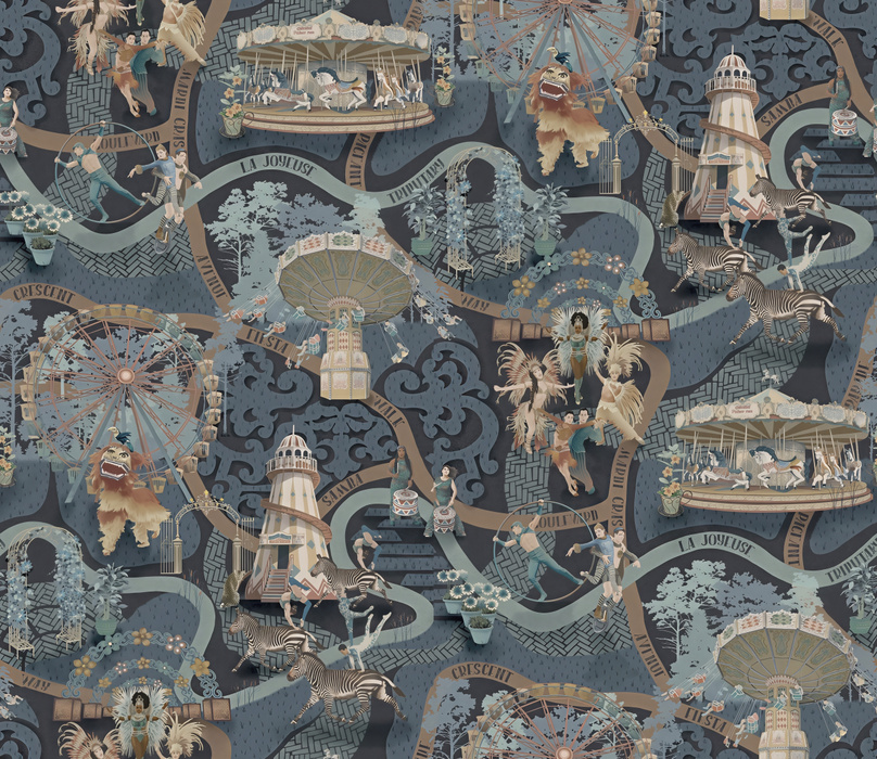 Larkspur Reverie Carnival Wallpaper — Slate Blue