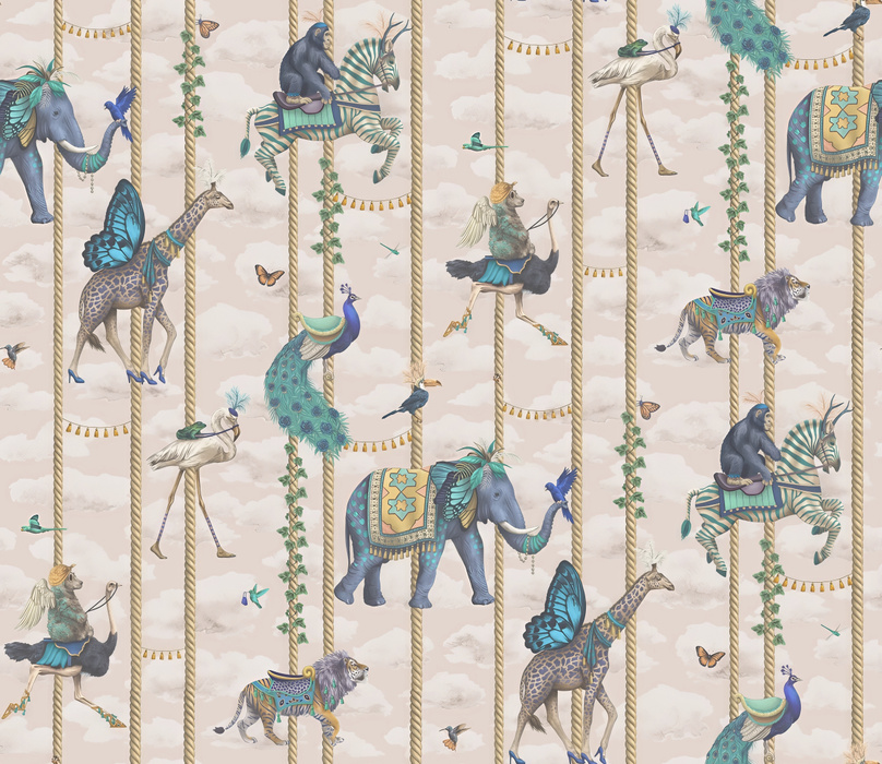 Larkspur Passage Carnival Wallpaper — Ivory