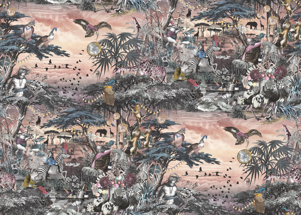 Larkspur Vista Tropical Wallpaper — Dusty Rose