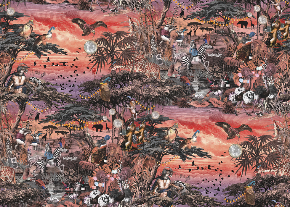 Larkspur Vista Tropical Wallpaper — Rose