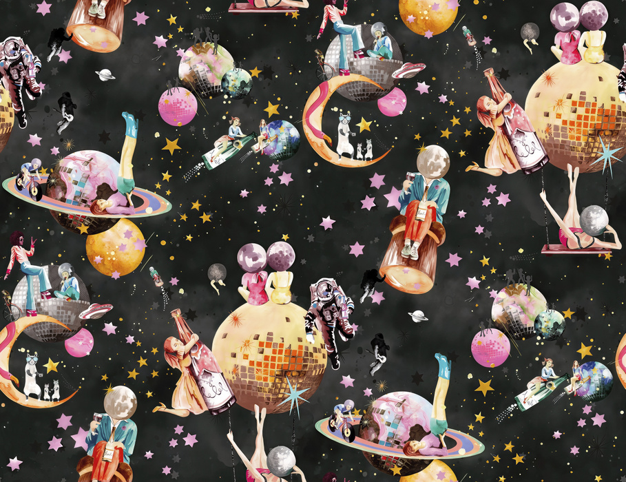 Larkspur Whim Celestial Wallpaper — Midnight