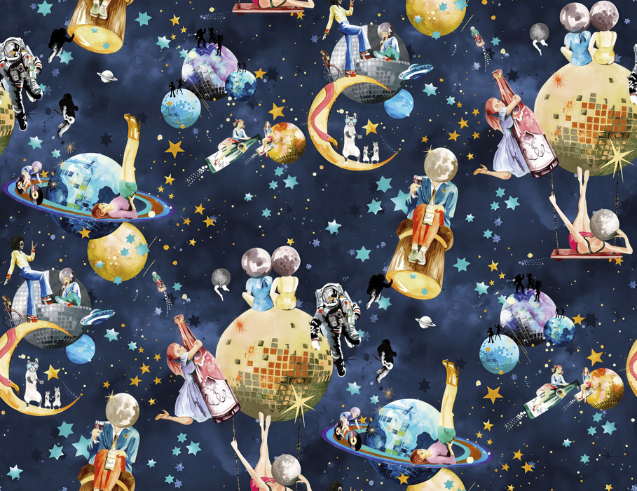 Larkspur Whim Celestial Wallpaper — Navy