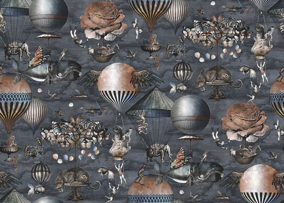 Larkspur Tapestry Celestial Wallpaper — Charcoal