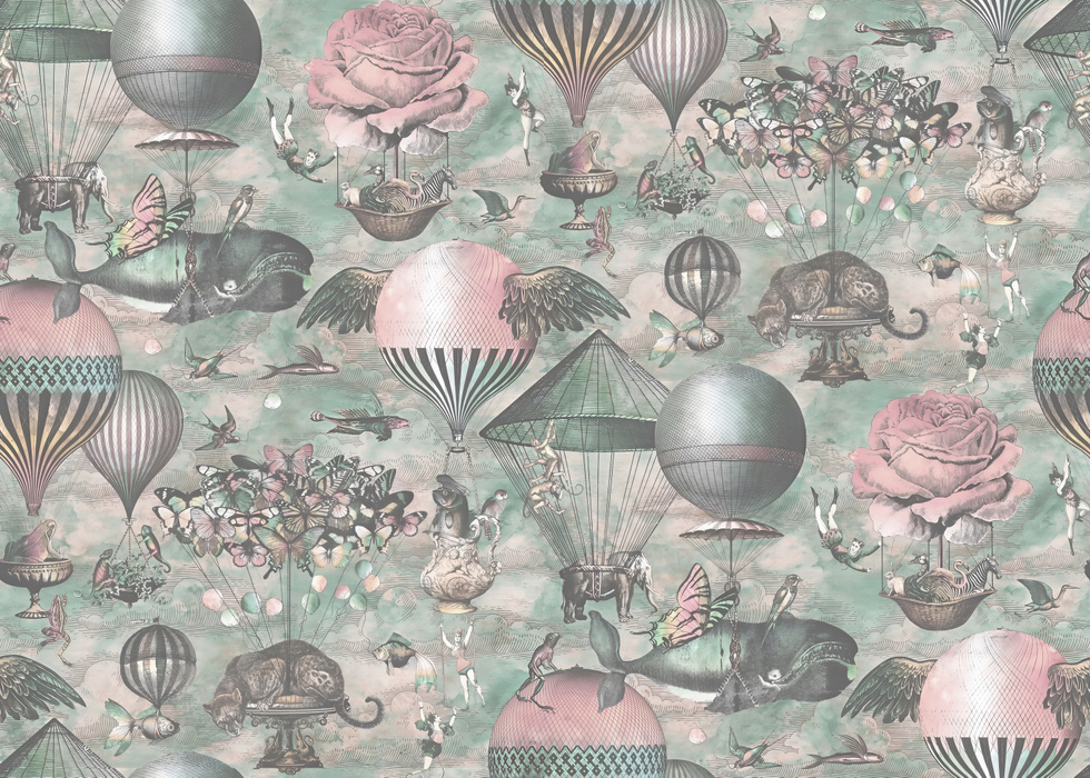 Larkspur Tapestry Celestial Wallpaper — Silver Gray