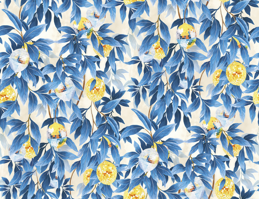 Larkspur Echo Kitchen Motif Wallpaper — Porcelain Blue