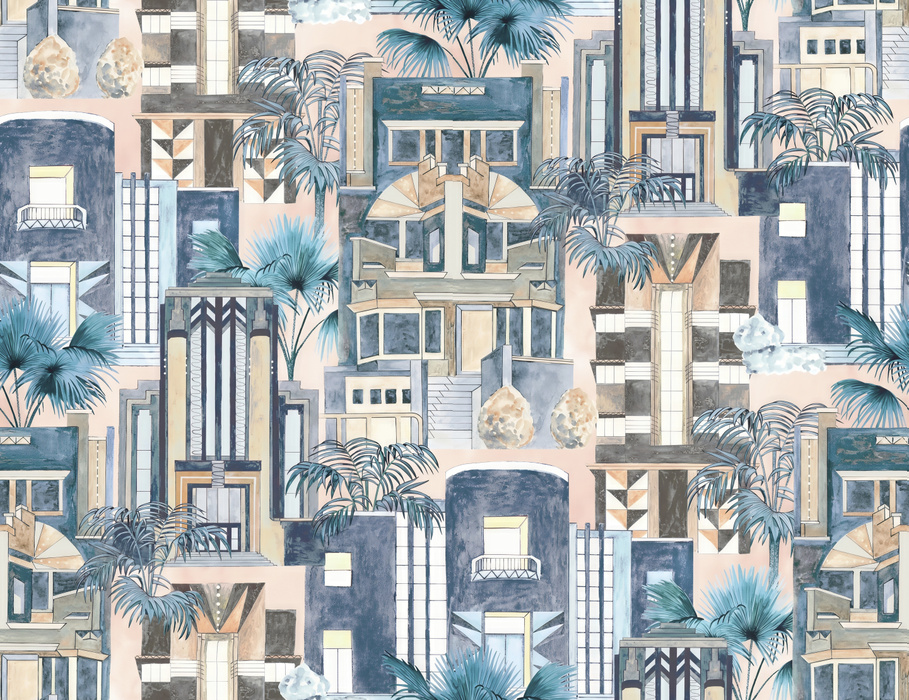 Larkspur Daydream Architectural Wallpaper — Slate Blue