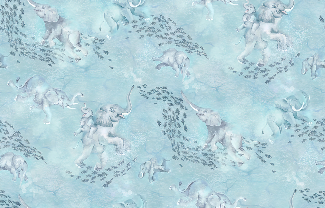 Larkspur Folio Animal Wallpaper — Mist Blue