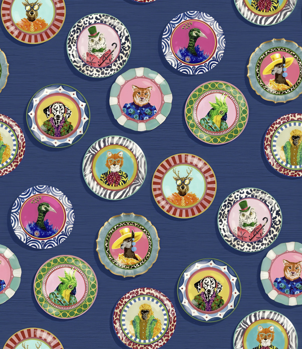 Larkspur Solace Floral Wallpaper — Navy