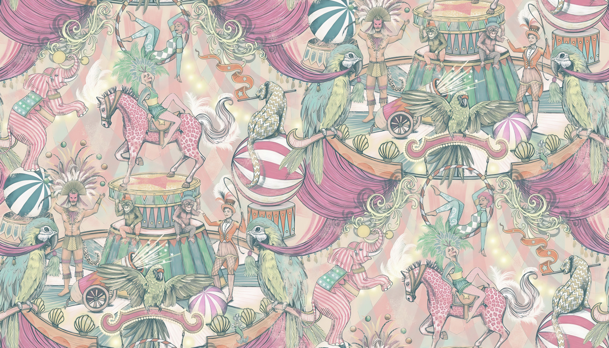 Larkspur Chronicle Animal Wallpaper — Dusty Rose
