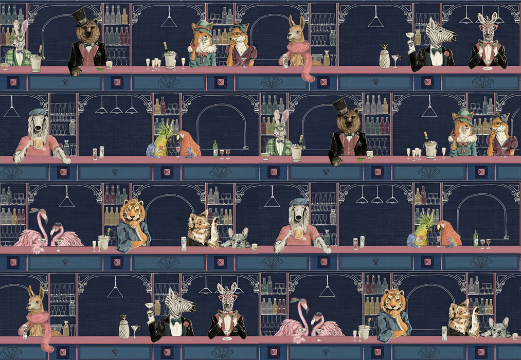 Larkspur Prelude Illustrative Wallpaper — Navy