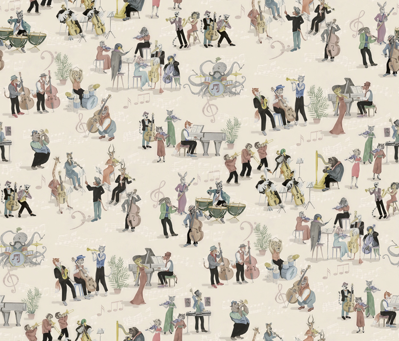Larkspur Muse Illustrative Wallpaper — Ivory