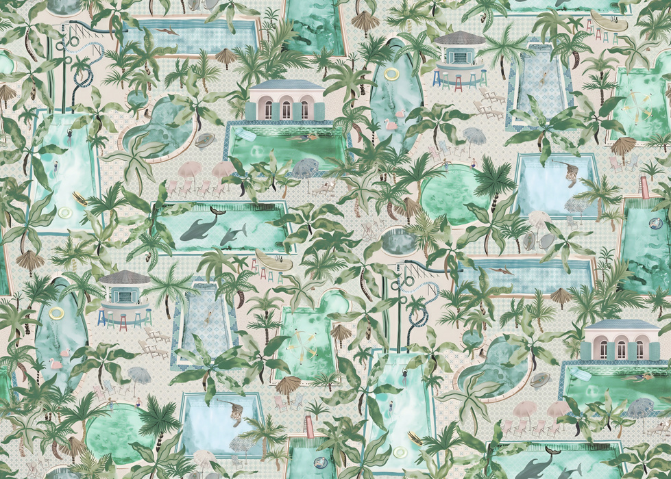 Merevale Reverie Tropical Wallpaper — Pale Sage