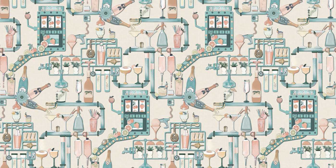 Merevale Passage Illustrative Wallpaper — Pale Teal