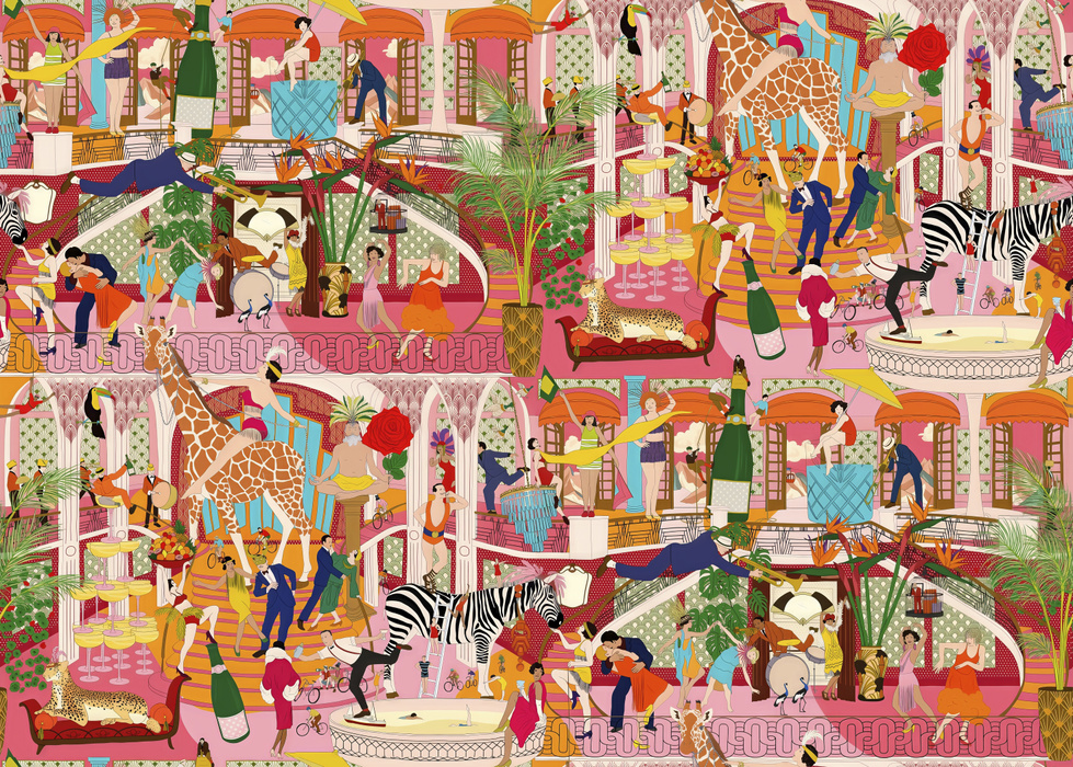 Merevale Cadence Architectural Wallpaper — Coral Sky
