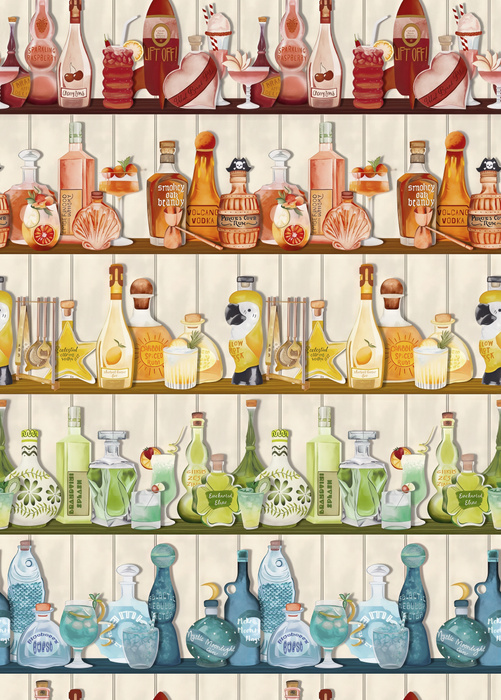 Merevale Story Illustrative Wallpaper — Pastel Stripe