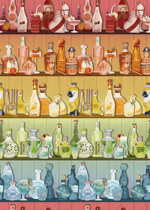 Merevale Story Illustrative Wallpaper — Golden Stripe