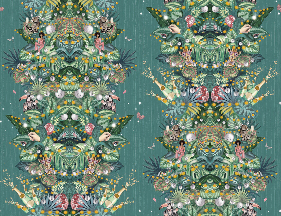 Merevale Tapestry Ornamental Wallpaper — Deep Teal
