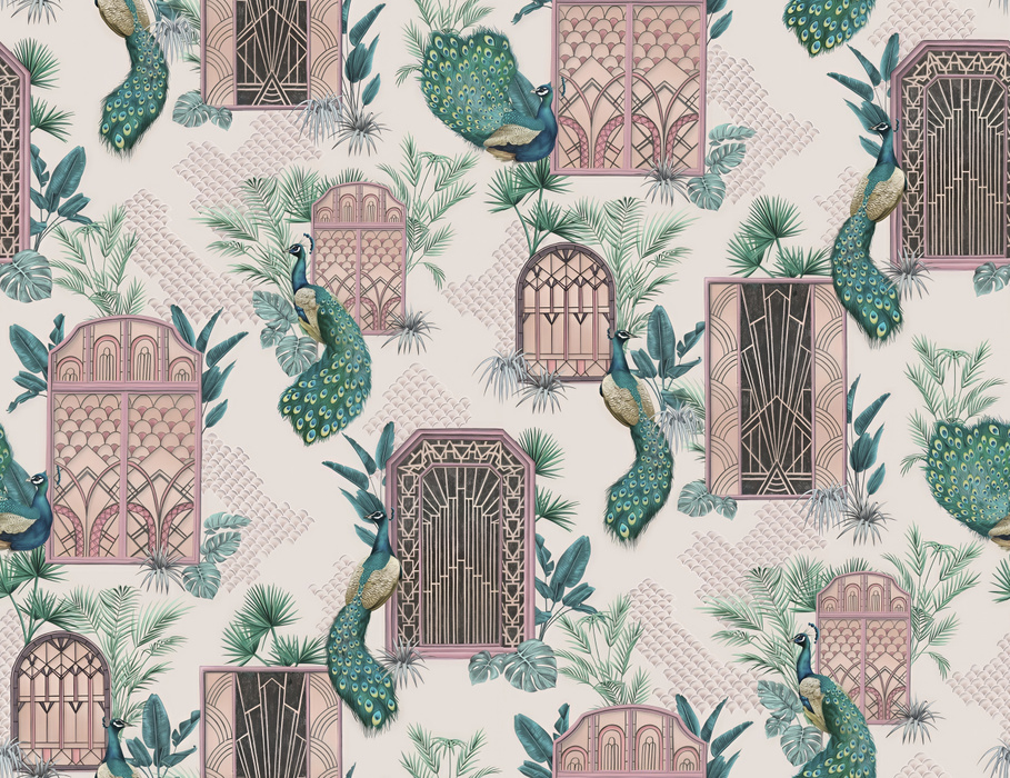 Merevale Echo Architectural Wallpaper — Blush